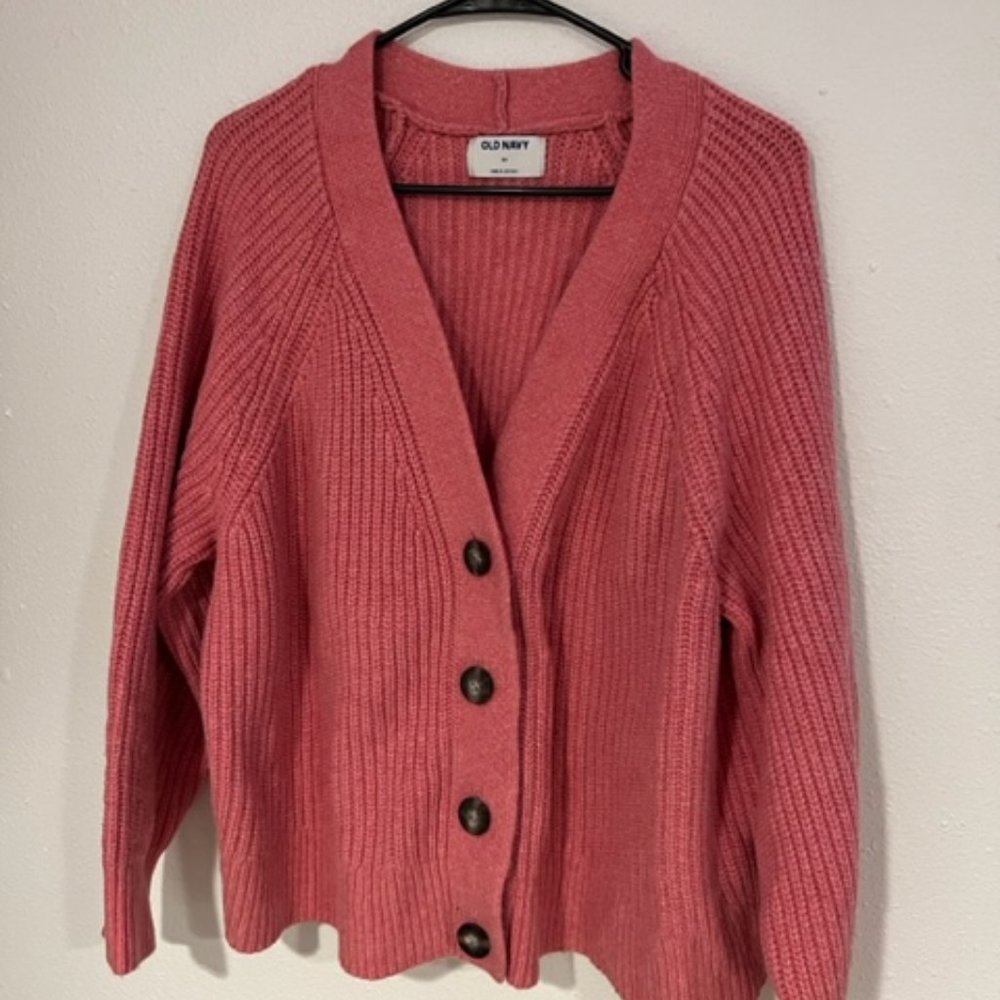 pink crochet cardigan from old navy